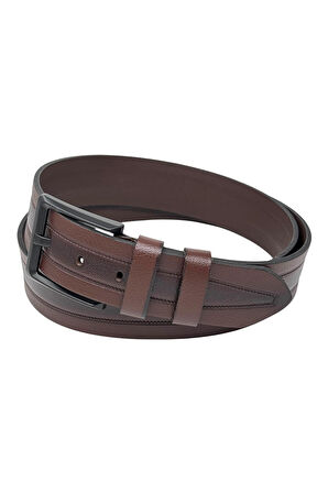 Kahverengi Hakiki Deri Ortası Dikişli Model 4.5 cm. Genişlikli Spor Kemer - 509-61