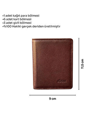 Kahverengi Mini Boy Dikey Model İnce Erkek Cüzdan - 3040-Kahve