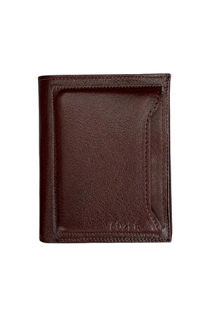 Kahverengi Hakiki Deri Çıkarılabilir Kartlıklı Dikey Model Spor Erkek Cüzdan - 3043-Kahve