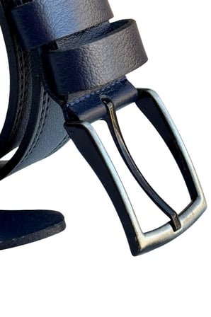 Lacivert Hakiki Deri Düz Renk Dikişli Model 4 cm. Genişlikli Spor Kemer // 405-28