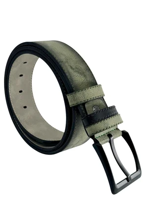 Haki Yeşil Süet Suni Deri Dikişli Model 4.5 cm.lik Unisex Spor Kemer - 4510-10
