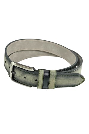Haki Yeşil Süet Suni Deri Çift Dikişli Model 4 cm.lik Unisex Spor Kemer - 9010-10
