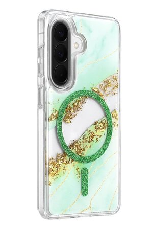 Mey İthalat  Samsung Galaxy A56 Lotus Simli Magsafe Kapak - Yeşil