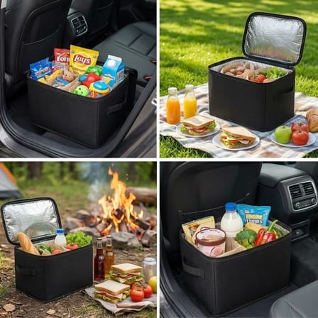 B Isı Koruyucu Termal Taşıma Çantası 32 Litre – Araç Bagaj Organizeri, Termos, Katlanabilir Keçe Saklama Çantası 37x27x25 cm