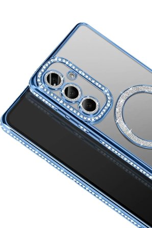 Samsung Galaxy A37 5G Joke Simli Magneticsafe Kılıf - Mavi