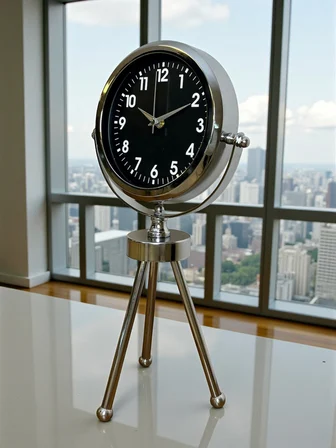 Silver Classic Tasarım Üç Ayaklı Metal Masa Saati
