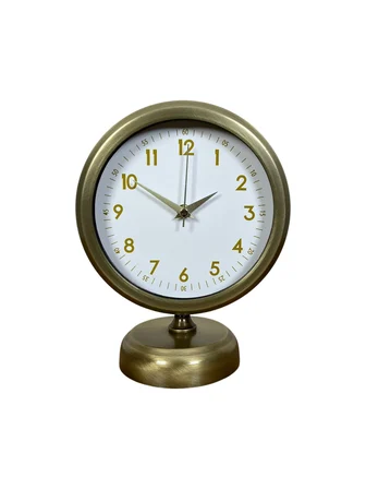 Vintage Luxury 25 x 20 Cm Eskitme Metal Masa Saati