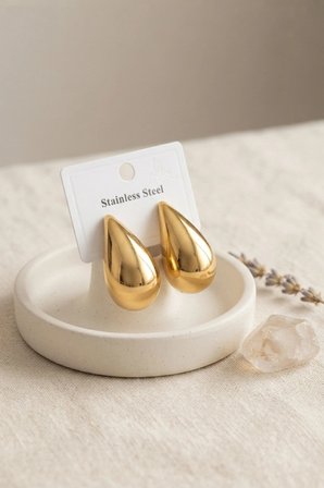 Mey İthalat 316L Çelik Gold Renk Damla Model Küpe