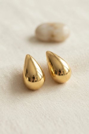 Mey İthalat 316L Çelik Gold Renk Damla Model Küpe