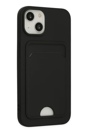iPhone 14 Plus Kılıf Kelvin Kartvizitli Silikon - Siyah