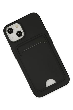 iPhone 14 Plus Kılıf Kelvin Kartvizitli Silikon - Siyah