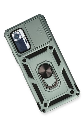 Redmi Note 10 Pro Kılıf Pars Lens Yüzüklü Silikon - Yeşil