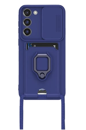 Samsung Galaxy S23 Plus Kılıf Zuma Kartvizitli Yüzüklü Silikon - Lacivert