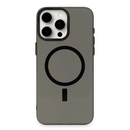 Mey İthalat   iPhone 15 Pro Max Kılıf Anka PC Magneticsafe Sert Metal Kapak - Siyah
