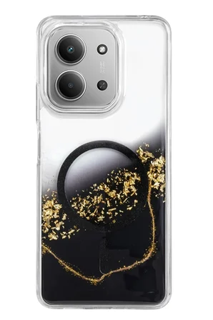 Mey İthalat   Redmi 15C 4G Lotus Simli Magsafe Kapak - Siyah