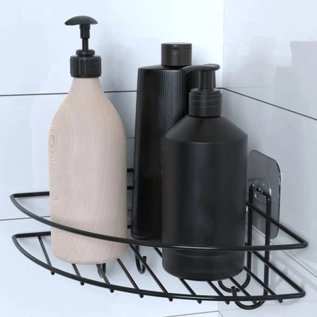 B Yapışkanlı Banyo Köşeliği Kancalı Köşe Rafı Duş Şampuanlık Duvar Düzenleyici Organizer Raf