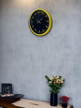 36 Cm Sarı Dekoratif Duvar Saati