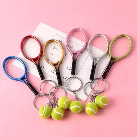 B Gerçekçi Tenis Raketi Tasarımlı Şık Anahtarlık Kolye Çanta Süsü Tennis Keychain