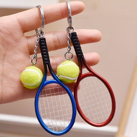 B Gerçekçi Tenis Raketi Tasarımlı Şık Anahtarlık Kolye Çanta Süsü Tennis Keychain