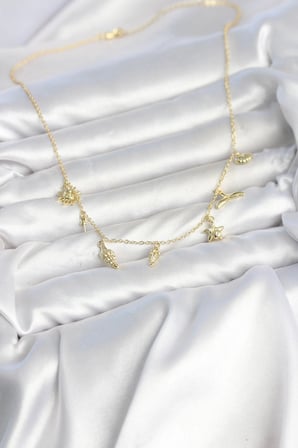 Mey İthalat Pirinç Gold Renk Minimal Deniz Konsept Kadın Kolye