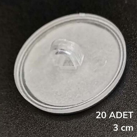 B 20 Adet Şeffaf Yuvarlak 3 Cm Çaplı Güçlü Disk Yapışkanlar