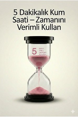 5 Dakikalık Kum Saati Zamanlayıcı – PEMBE Dekoratif Masa Saati 4 Renk Seçeneği