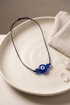 Mey İthalat Handmade Bohem Mavi Nazar Kolye