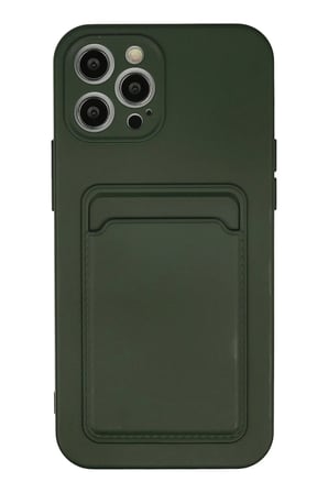 iPhone 12 Pro Max Kılıf Kelvin Kartvizitli Silikon - Koyu Yeşil