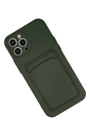 iPhone 12 Pro Max Kılıf Kelvin Kartvizitli Silikon - Koyu Yeşil