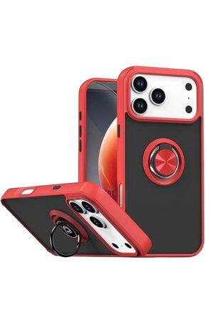 iPhone 17 Pro Montreal Yüzüklü Silikon Kapak - Kırmızı