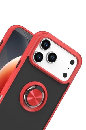 iPhone 17 Pro Montreal Yüzüklü Silikon Kapak - Kırmızı