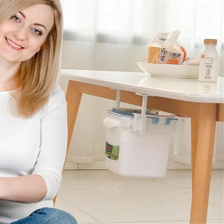 B Mini Masa Çöp Kovası Plastik Tezgah Altı Geri Çekilebilir Yapışkanlı Görünmez Bölme Pratik