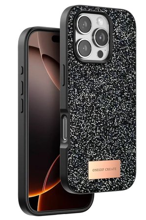 iPhone 16 Pro Max Bright Simli Kapak - Siyah
