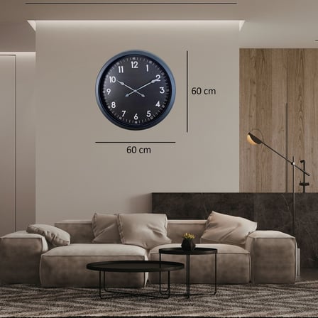 Siyah Klasik 60 x 60 Cm Metal Duvar Saati