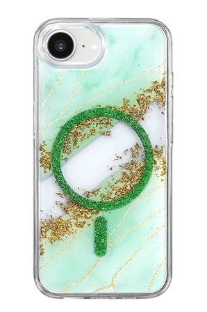 Mey İthalat   iPhone 17E Lotus Simli Magsafe Kapak - Yeşil