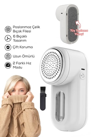 Şarjlı 2 Hızlı 6 Bıçaklı Tüy ve Tiftik Temizleme Makinesi