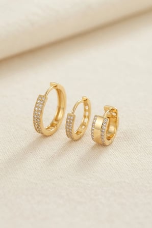 Mey İthalat 3 lü Set Gold Renk Halka Model Küpe