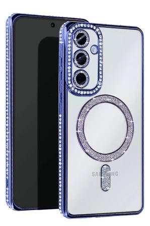 Mey İthalat  Samsung Galaxy S24 FE Joke Simli Magneticsafe Kılıf - Mavi