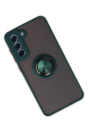 Samsung Galaxy S21 FE Kılıf Montreal Yüzüklü Silikon Kapak - Yeşil