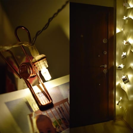 B Bakır Renkli Led Işıklı Fotoğraf Asma Işık Süsleme Mandalları