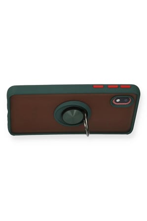 Mey İthalat  Samsung Galaxy A01 Core Kılıf Montreal Yüzüklü Silikon Kapak - Yeşil