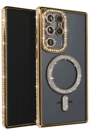 Mey İthalat  Samsung Galaxy S25 Ultra Kılıf Joke Simli Magneticsafe Kılıf - Gold