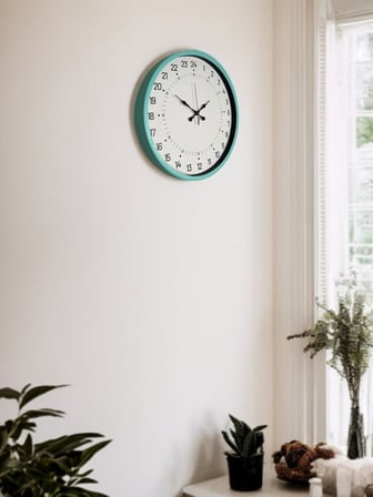 36 Cm Turkuaz 24 Saat Göstergeli Özel Tasarım Duvar Saati