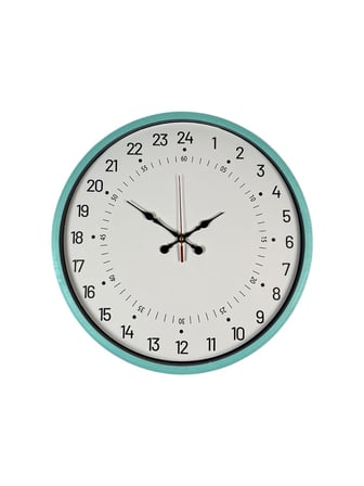 36 Cm Turkuaz 24 Saat Göstergeli Özel Tasarım Duvar Saati