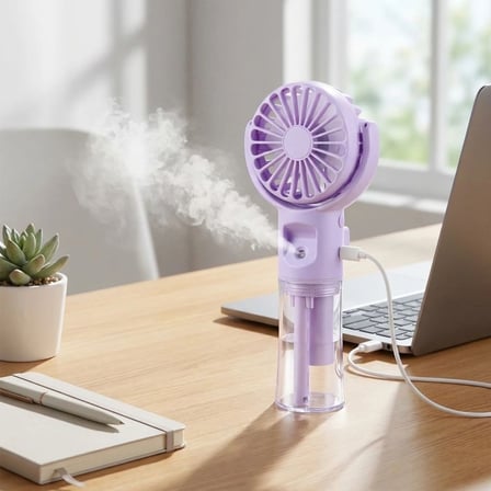 B 4 Kademeli Spreyli Şarjlı El Fanı – Boyuna Asılabilir USB Şarjlı Taşınabilir Mini Fan F4