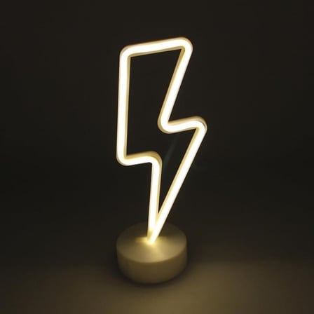 B Dekoratif Şimşek Şeklinde Pilli Neon Led Lamba Süs Masa Lambası