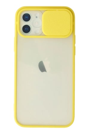 iPhone 12 Kılıf Palm Buzlu Kamera Sürgülü Silikon - Sarı