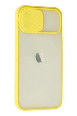 iPhone 12 Kılıf Palm Buzlu Kamera Sürgülü Silikon - Sarı