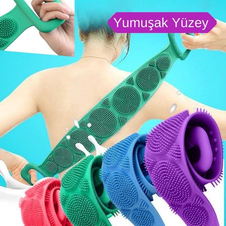 B Çift Taraflı Banyo Hamam Lifi Silikon Masajlı Yumuşak Duş Lifi Uzun Ömürlü Hazır Banyo Keses