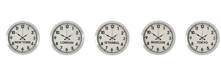 Beyaz Premium Tasarım 36 cm Metal Dünya Saatleri 5’li Set